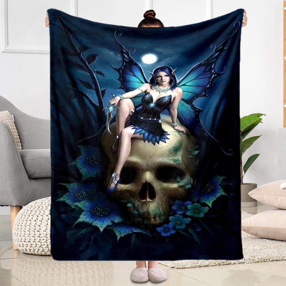Gothic Style Blanket Soft & Cozy Suitable for Office Seaside Bed Four Seasons Universal Digital Print Unique Gift for Family and Friends Camping