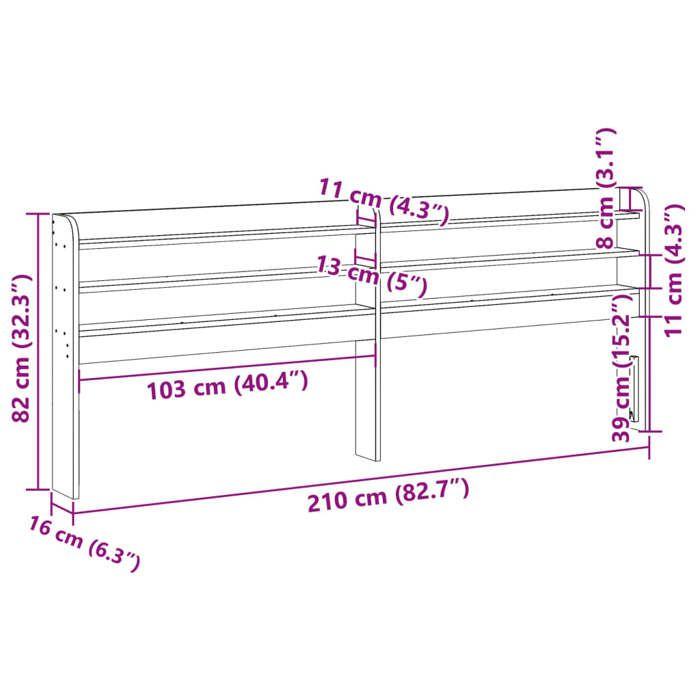 VidaXL Tête de lit avec étagères 200 cm bois massif de pin, tête de lit en bois, tête de lit avec rangement, tête de lit sur 850938
