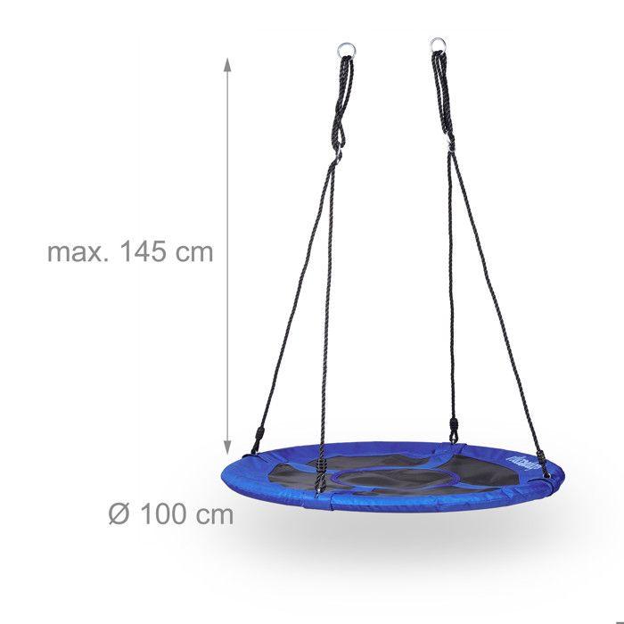 Relaxdays Rund fugleredehuske for hagen med sete maks belastning. 100 kg utendørs HxBxD: 145 x 100 x 100 cm, mørkeblå