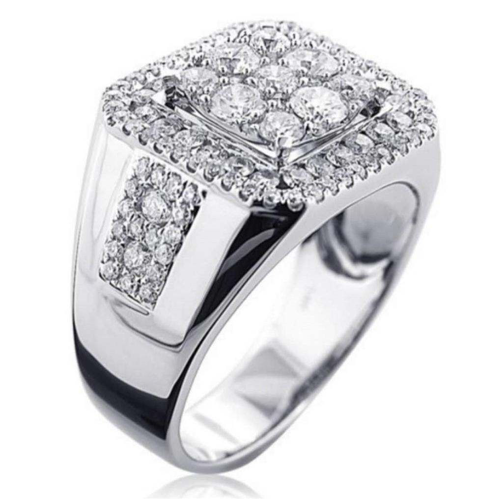 Weiya Luxury Zircon & Silver Diamond Wedding Ring for Men & Women
