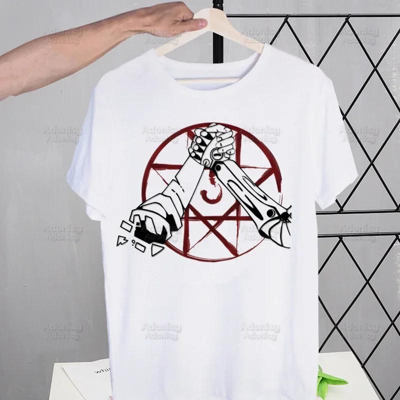 Fullmetal Alchemist Men's Tshirt Cute Printing Shirt Mens Fashion Anime Edward Elric T-Shirt For Men Casual Tops Short Sleeve