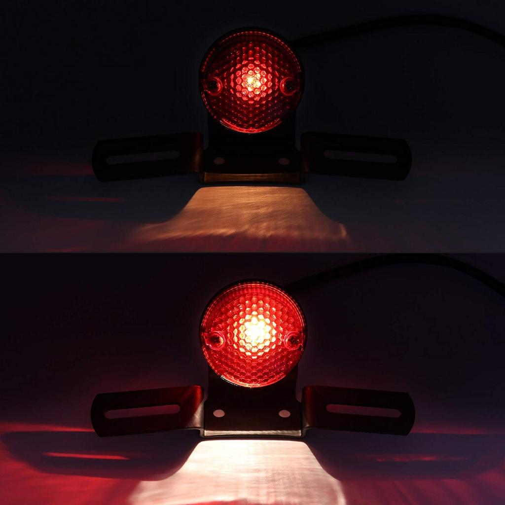 Karun Universal Red Lens Tail Light/Brake Light License Plate Lamp for Harley for Dyna for Sportster for Yamaha