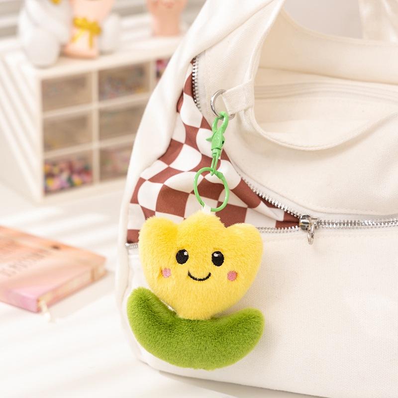 Cartoon Simulation Sprinkler Kettle and Flowers Tulips Lucky Grass Doll Plush Toys Schoolbag Pendant Keychain
