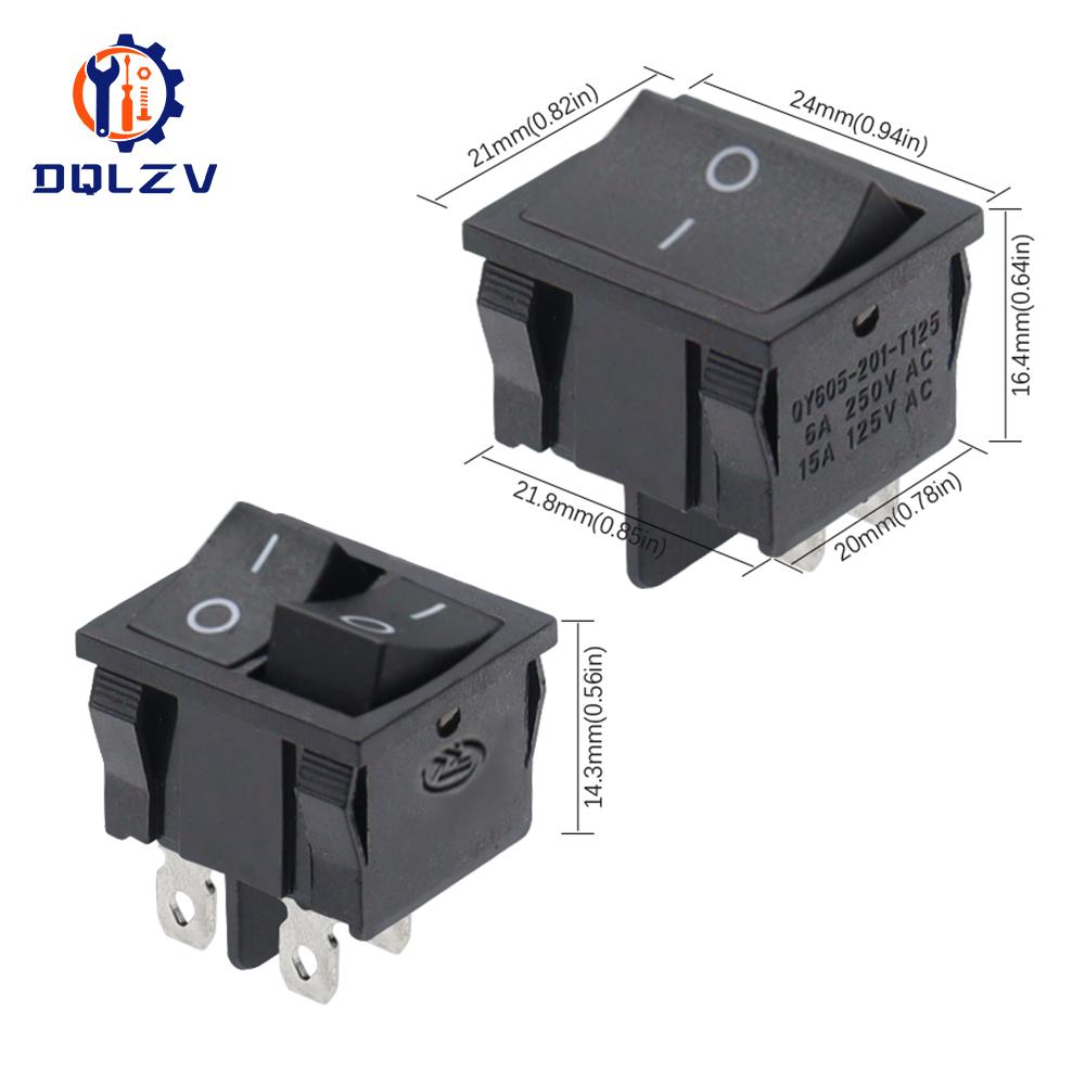 KCD5 4Pin 6Pin 2 Position 3 Position 15A / 250VAC 21x24mm 21 * 24mm Rock Switches Kit On-Off On-Off-On