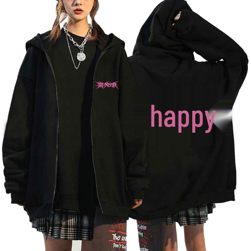 Stray Kids K-Pop Star Harajuku Print Loose Zipper Hoodie