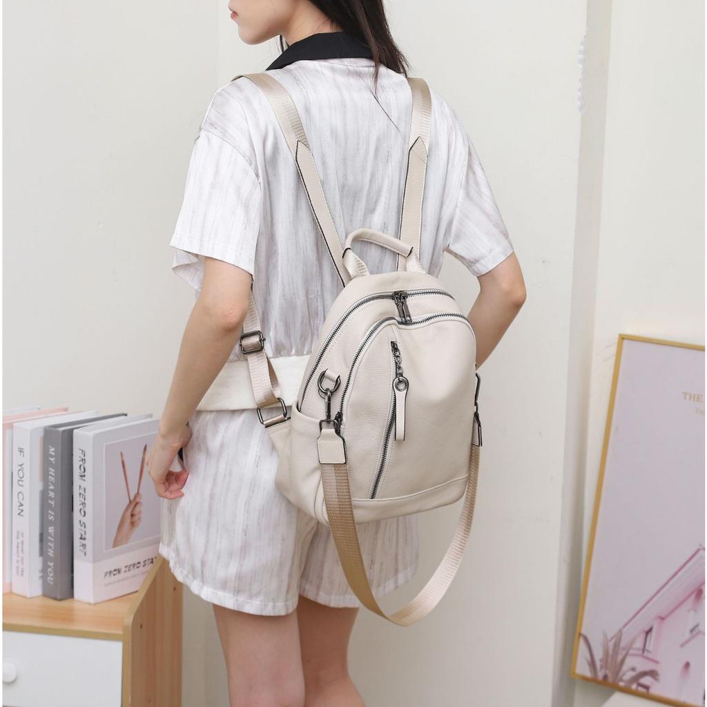 Cowhide Women's Backpack, Large-capacity Versatile Fashion Travel Schoolbag, Soft Leather Large-capacity Women's Bag