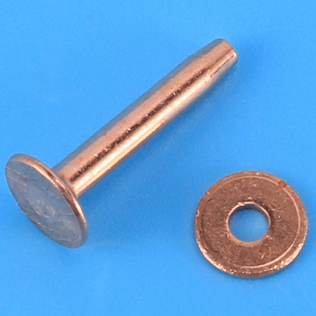 A20F-25 Sets Copper Rivet Burrs Washer, Long Leather Copper Rivet Fastener,For Wallets Leather DIY Craft Supplies