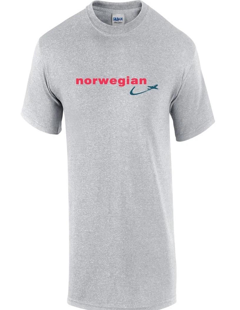 Norwegian Air Red Blue Logo European Airline Aviation Sport Gray Cotton T-Shirt 3XL