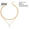 Delicate Drop Necklace Cubic Zirconia Necklace Double-Layered Chain Elegant Choker