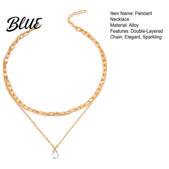 Delicate Drop Necklace Cubic Zirconia Necklace Double-Layered Chain Elegant Choker