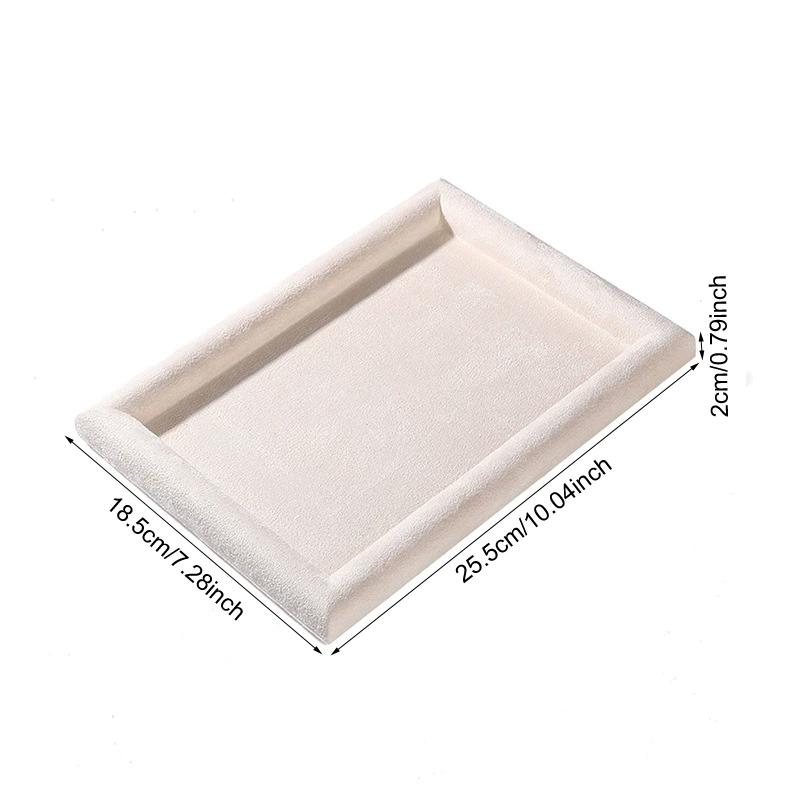 Elegant Beige Velvet Jewelry Display Tray Necklace Bracelet Earrings Ring Storage Viewing Trays Counter Jewellery Showcase Props
