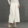 2026 New Women's Linen Cotton Wide Leg Pants, Elastic Waist Cropped Culottes for Spring Summer Casual Wear