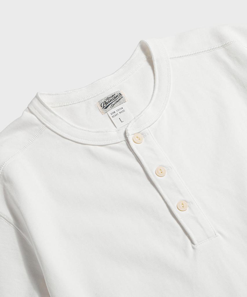Beulonseun 10.6 Oz Cotton Short Sleeve Henley Tee White