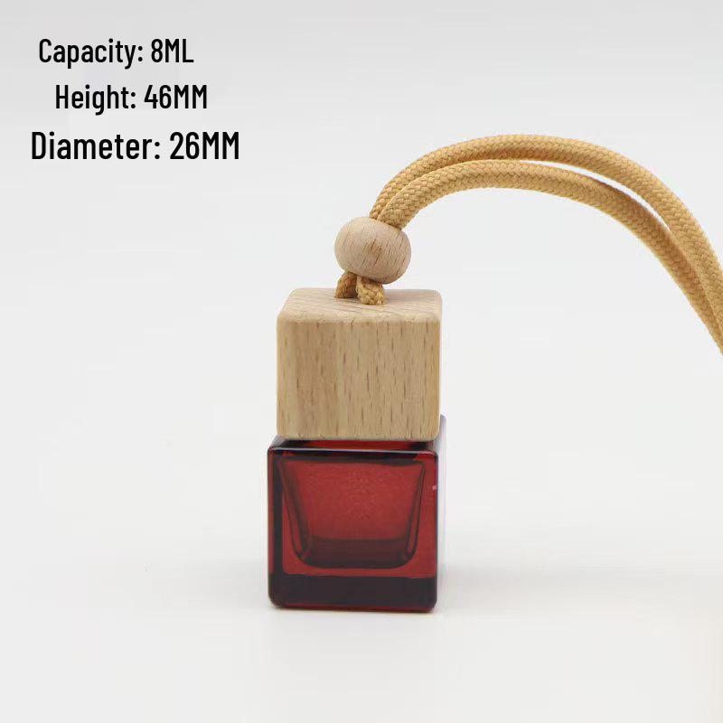 In Stock 8ml Square Car Aromatherapy Bottle - Transparent Glass Pendant Diffuser