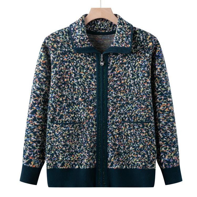 

Платье для мамы нового стиля, высококлассный вязаный свитер-жакет для женщин, модный свитер для женщин среднего возраста, модное платье-кардиган для бабушки 5XL зелёный