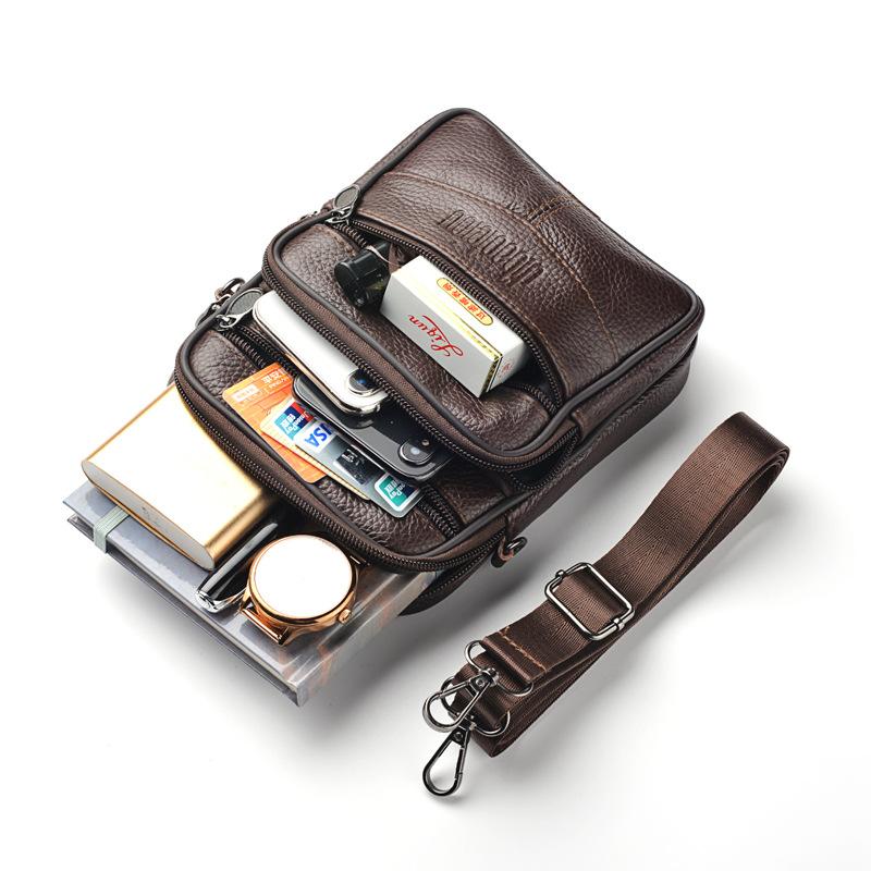 Pánská nová taška crossbody z pravé kůže Vertikální trendy multifunkční taška přes rameno Aktovka Ležérní cestovní taška Messenger