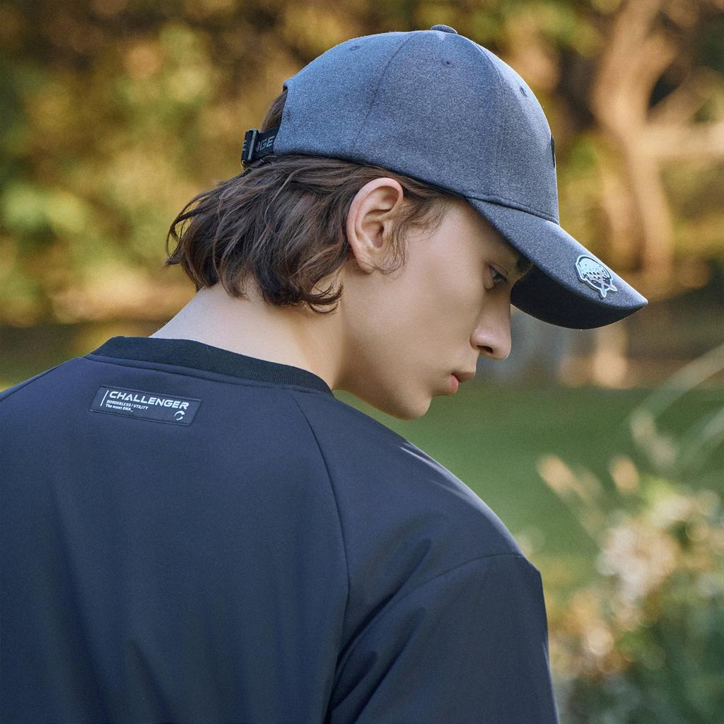 CHALLENGER Men'S Arc'C Brim Logo Embroidery Point Cushioned Spandex Ball Cap Gray