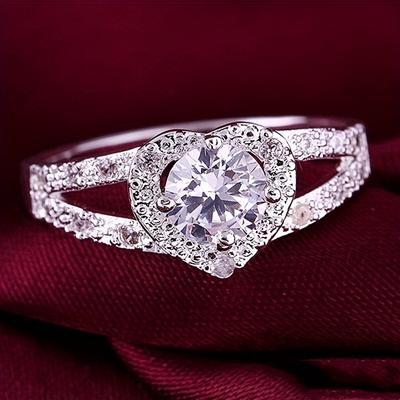 1PC módny zirkónový dámsky prsteň v tvare srdca, zásnubný svadobný prsteň