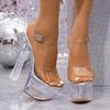 Summer 2022 Crystal Transparent Buckle Chunky High Heel Sandals: Fashionable Women's Wedding & Casual Shoes