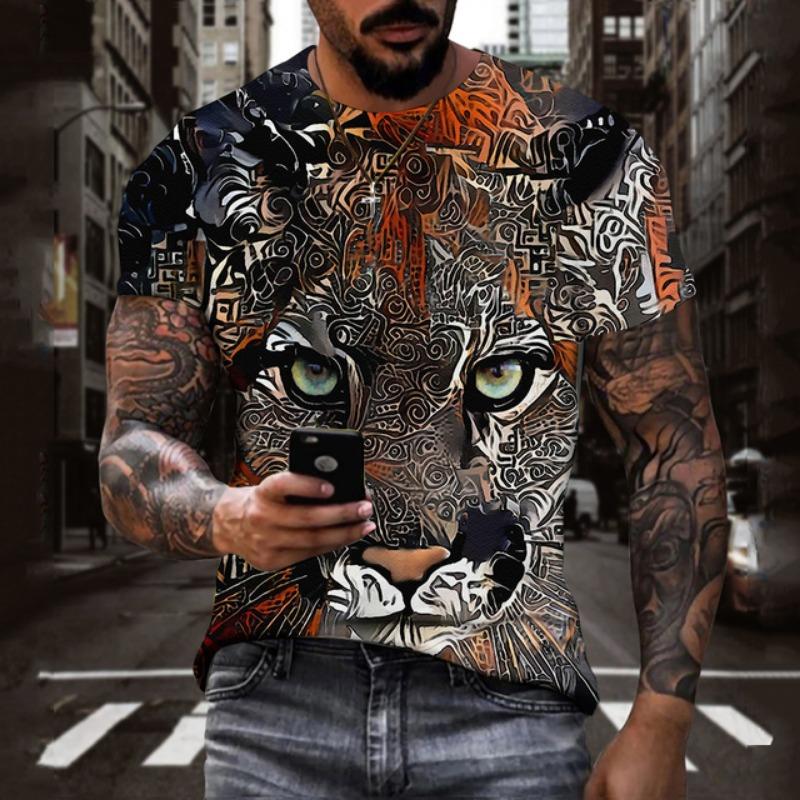 3D Animal Printing T Shirt For Men Fashion Funny Tiger Pattern Casual O-neck Short Sleeve Summer Oversized T-shirt Hip Hop Tops