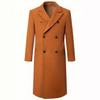 Outono e inverno espessado acolchoado extra longo joelho casaco de lã masculino trespassado fino trench coat