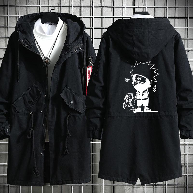 Толстовка из японского аниме для мужчин Harajuku костюм для косплея пальто пальто с капюшоном черная одежда ветровка 3XL 6890₽