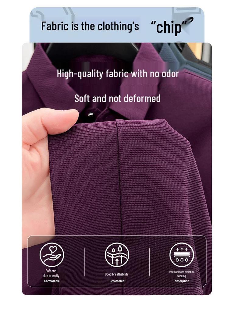 Men's Long Sleeve Polo - Loose Fit, Fashionable Lapel, Versatile Solid Color, Casual T-Shirt for Spring/Autumn