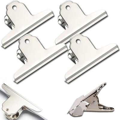 HINH Extra Large Stainless Steel Book Clothes Bag Office Supplies of Clips, 160mm, Strong, Oversized, Mountain-Shaped, Rustproof, Pegs, Clips, (Set 4)