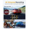 GKU 4K 3 Channel Dash Cam, 5.8GHz WiFi Built-in GPS, 4K+1080P+1080P Dash Cam Front and Rear Inside, 64GB Card Inserted, 24H Park Mode, Triple Car