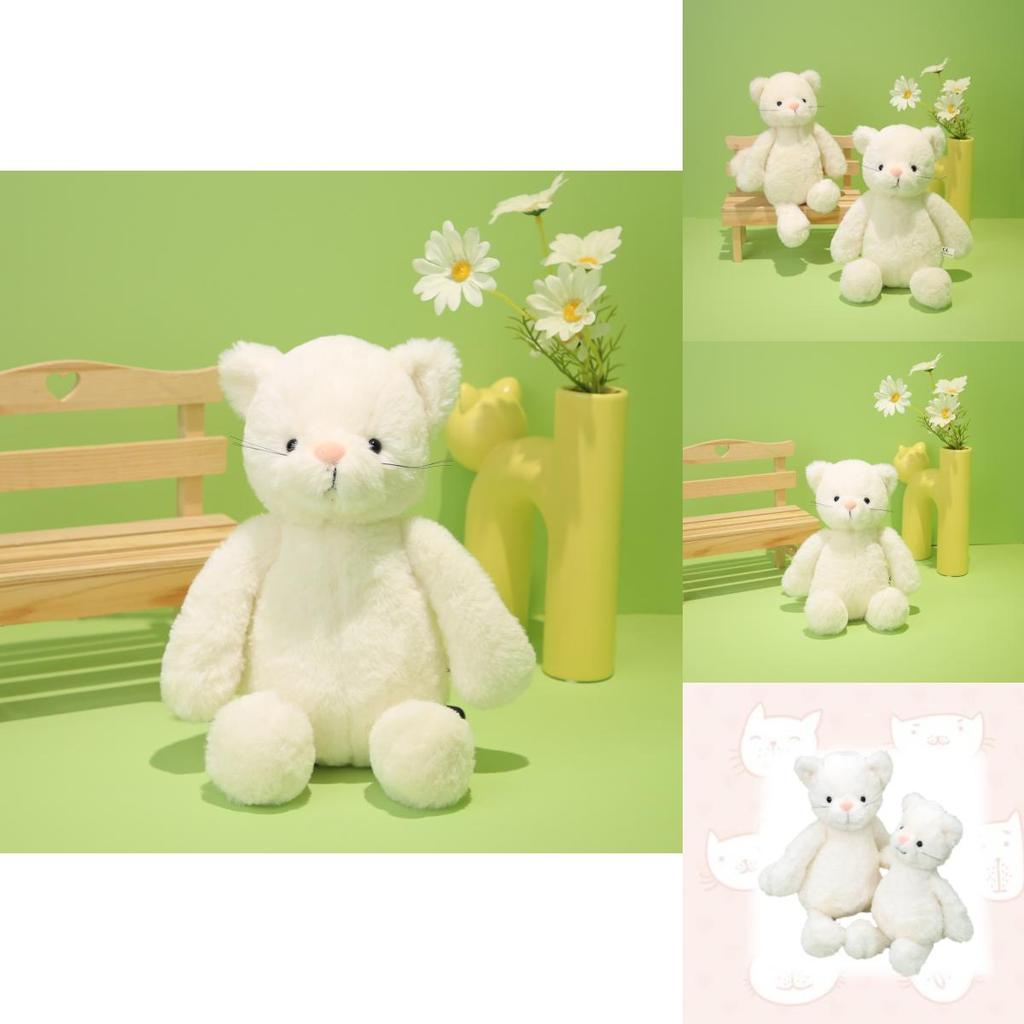 Adorable White Cat Plush Toy Cute Cat Doll Birthday Gift For Girls Soft Comfort Cushion