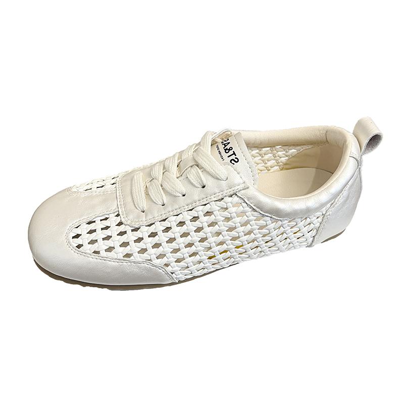 Fashion Summer New Retro Mesh Breathable Woven Hollow Forrest Gump Shoes Women's Sports and Leisure Moral Training Shoes Wear Outside