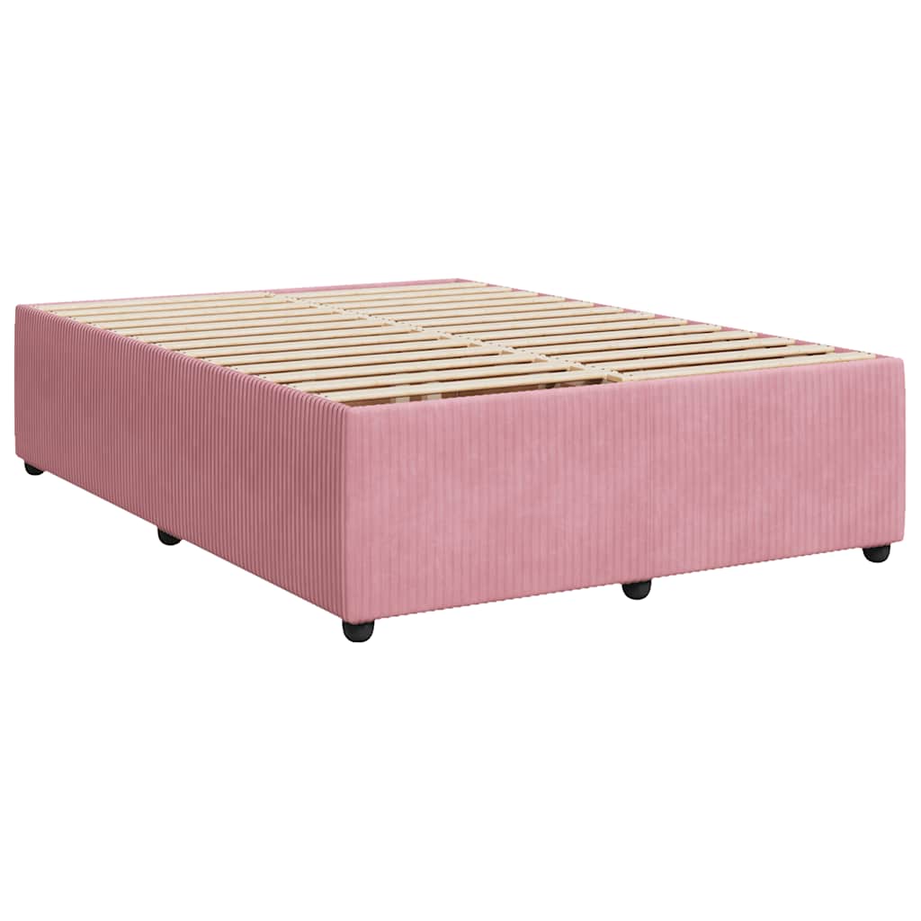 Box Spring Bed with Mattress Pink 160 X 200 Cm Velvet