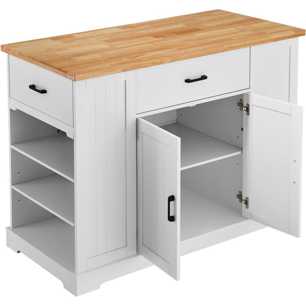 Kitchen Island Cart Storage Cabinet Serving Cart with Drawer & Shelves
