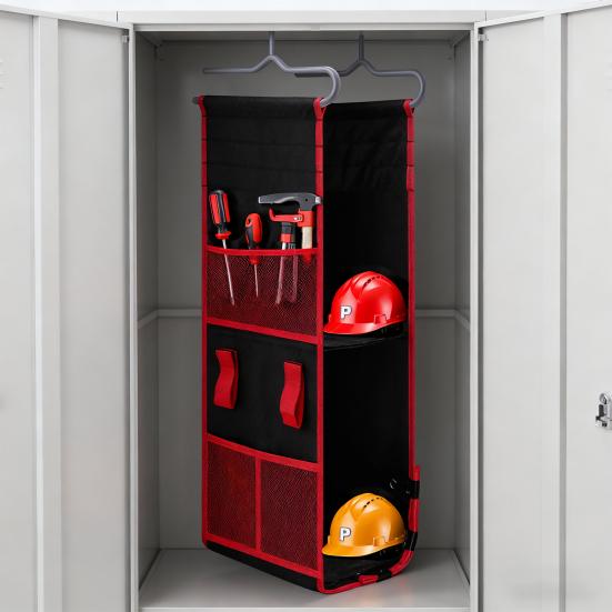 Locker Shelf Organizer 3-Tier Hanging Storage Bag Locker Storage Rack with Side Pockets Hooks for School Gym Closet