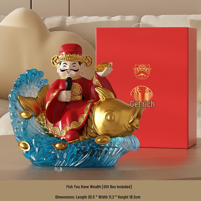 Prosperity God Figurine for Home or Office Decor - Housewarming & Gift
