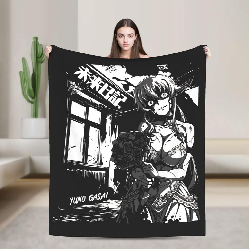 Mirai Nikki Gasai Yuno Super Soft Blankets Plush Throw Blanket Street Trend Couch Chair Flannel Bedspread Sofa Bed Cover