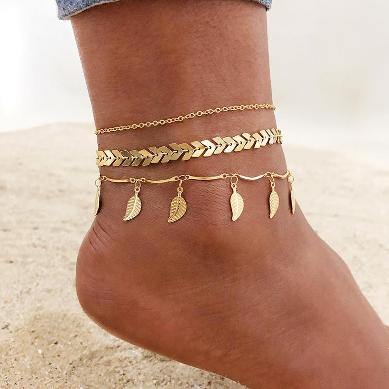 Gold Color Anklets for Woman, Stainless Steel Chain Bracelet On The Leg, Summer Holidays Beach Foot Gift Jewelri Young Girls