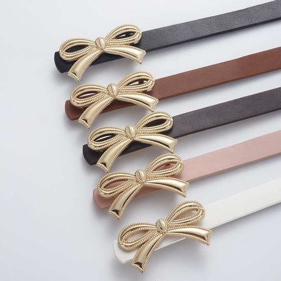 Damer Belte Ensfarget Tynt Faux Skinn Midjebånd med Sløyfedekorasjon Design med Flere Hull Justerbar Lengde Kjole Skjorte Belte