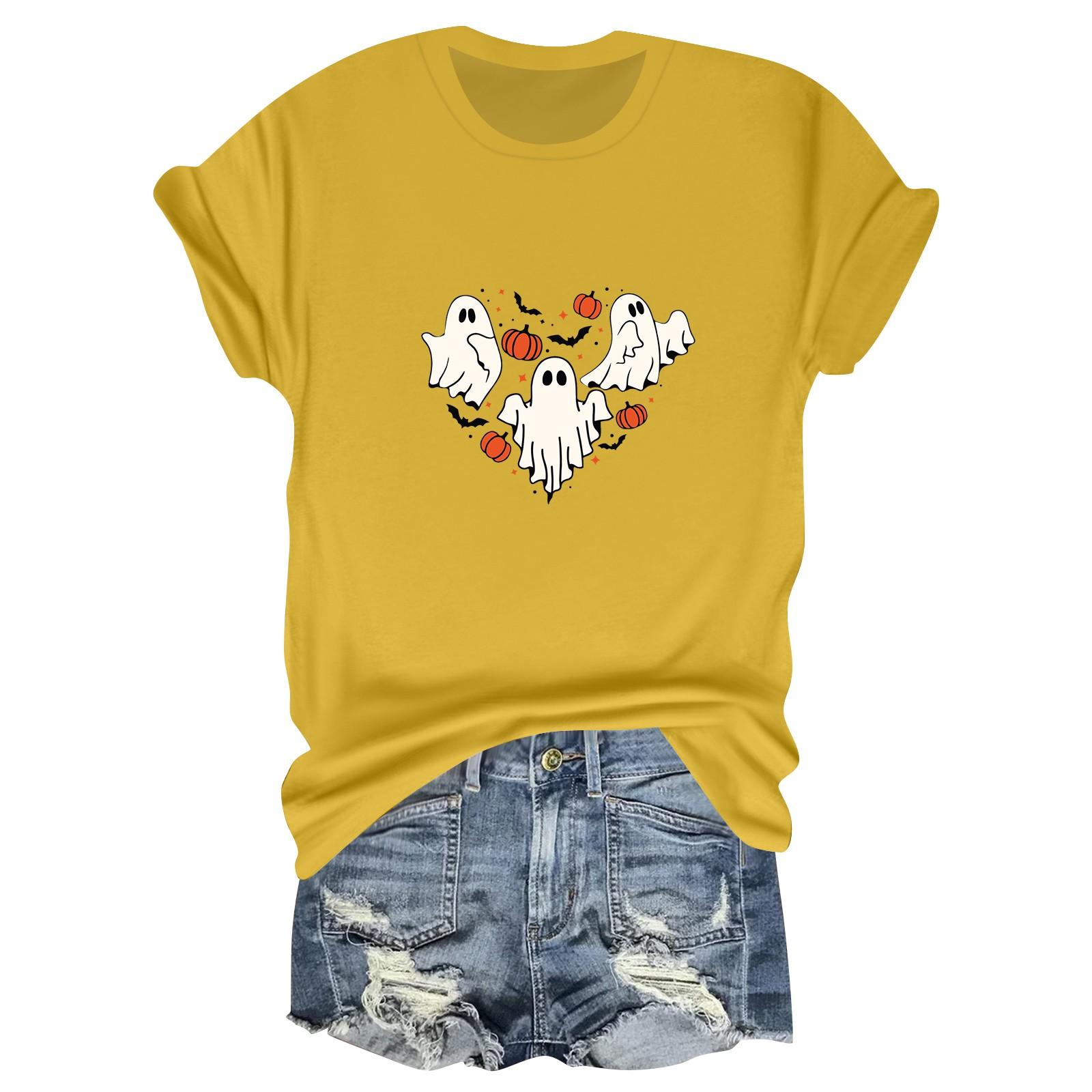 

Женская повседневная футболка с принтом, пуловер с круглым вырезом, топ с короткими рукавами XL жёлтый