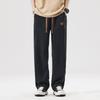 New denim retro washed elastic waist casual pants trendy high street wide leg pendant drawstring jeans