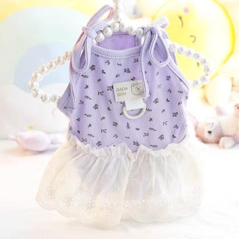 Thin Breathable Pet Cat Dog Dress Floral Pattern Pet Clothing Pet Princess Skirt For Small Dogs