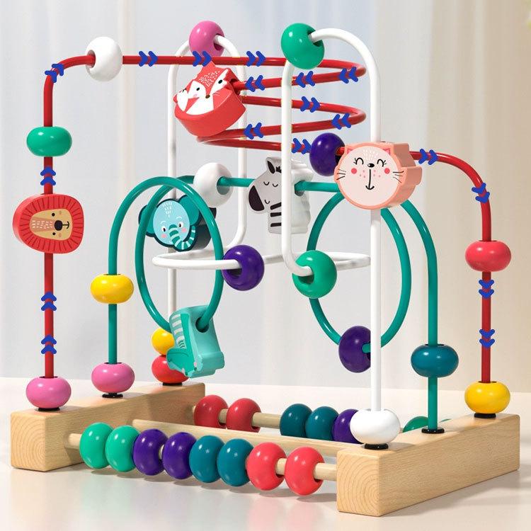 Children'S Bead Puzzle Infants Over 6 Months Montessori Intellectual Development Beaded Small Toys Treasure Box Building Block