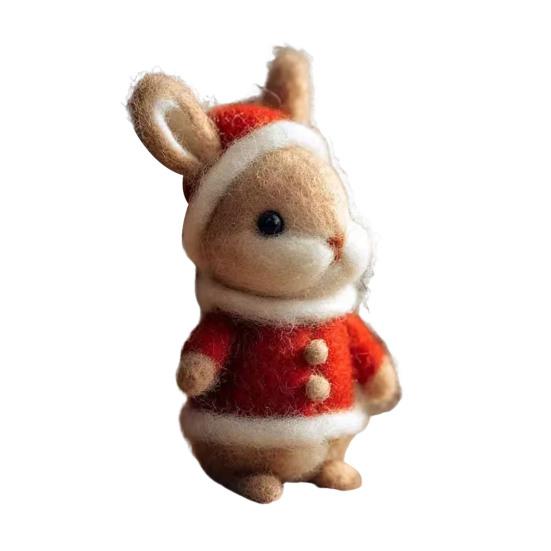 Christmas Felt Ornaments Handmade Wool Felt Rabbit Gingerbread Man Crafts for Tiered Tray Tabletop Decor