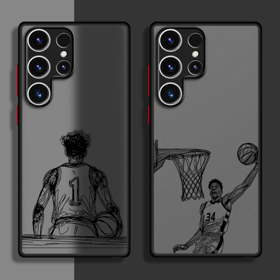 Cartoon Basketball Star Sports Case for Samsung Galaxy S23 Ultra S20 S24 S25 S21 FE S10 S21 5G S9 Plus S22 Plus Black Edge Shell