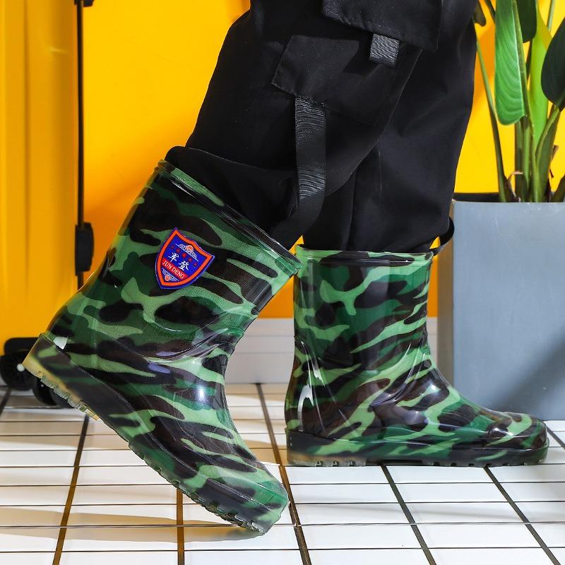 Neue, kurze und mittellange Regenschuhe Herren Schwarz Küche Wasserdichte Schuhe Oxford Gummistiefel, Arbeitsschutzschuhe Herren Regenstiefel