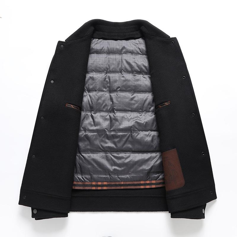 Двусторонняя шерстяная куртка со съемной подкладкой из гусиного пуха для молодых и мужчин — фото 4