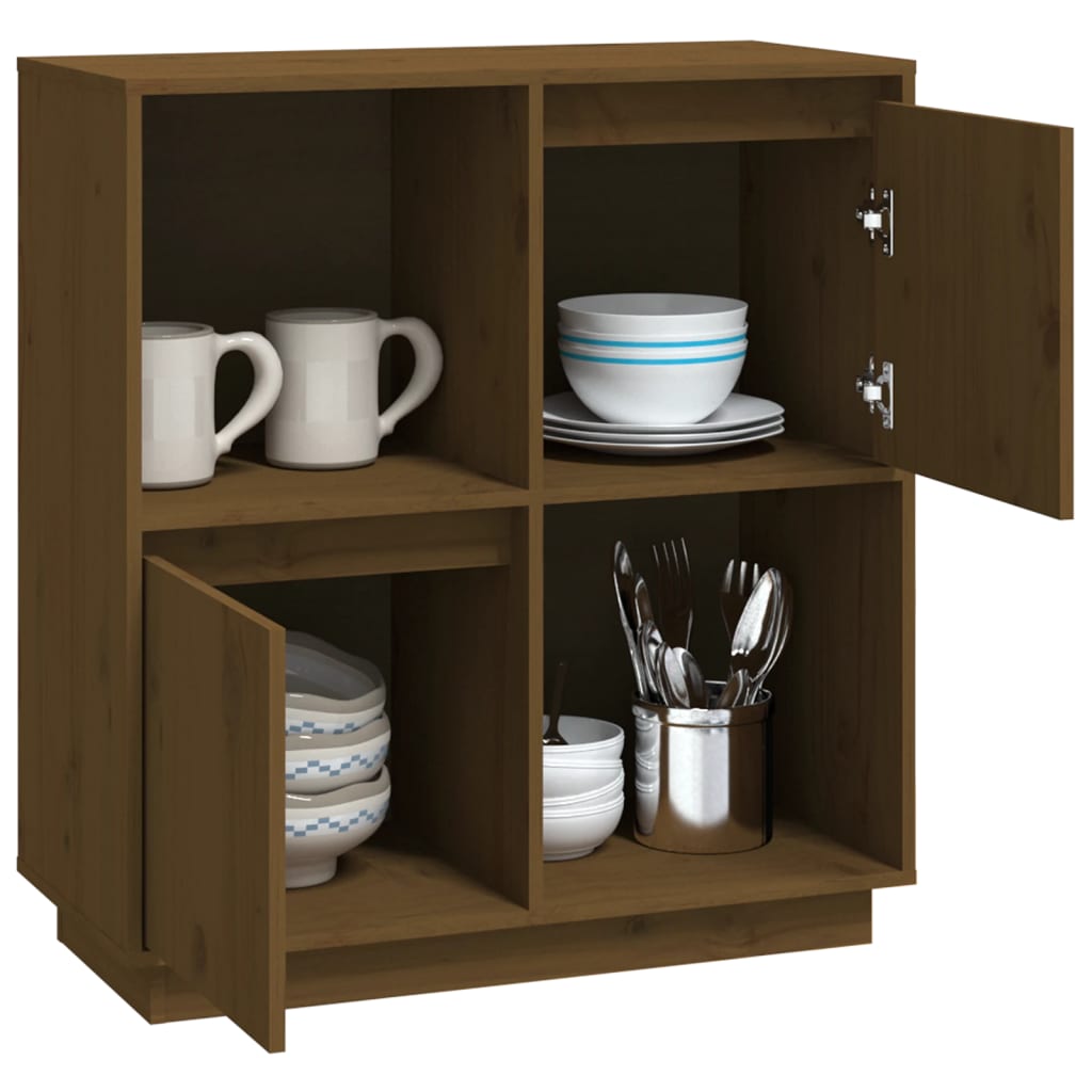 Sideboard Honey Brown 74 X 35 X 80 Cm Solid Pine Wood