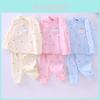 Newborn Baby Cotton Pajama Set With Tie Closure For Infant Sleepwear