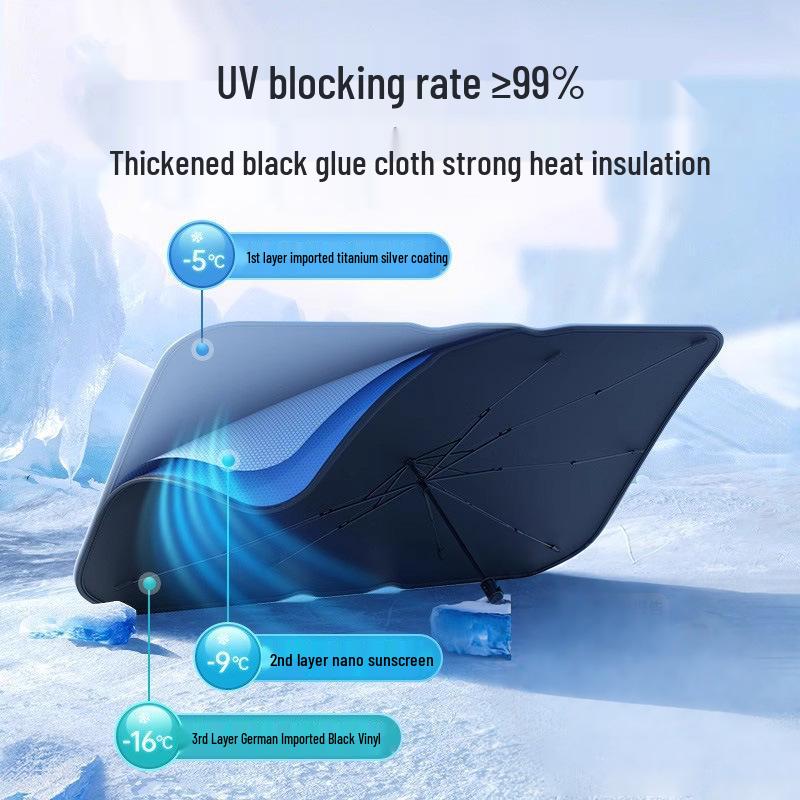 Retractable Car Sunshade Umbrella: UV Protection & Heat Insulation for Windshield