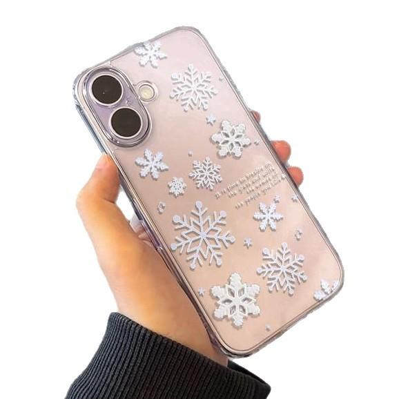 ins Winter Snowflake Applicable Apple 16/17Promax Mobile Phone Case IP15 Transparent 14 Niche 13 Space Case 12